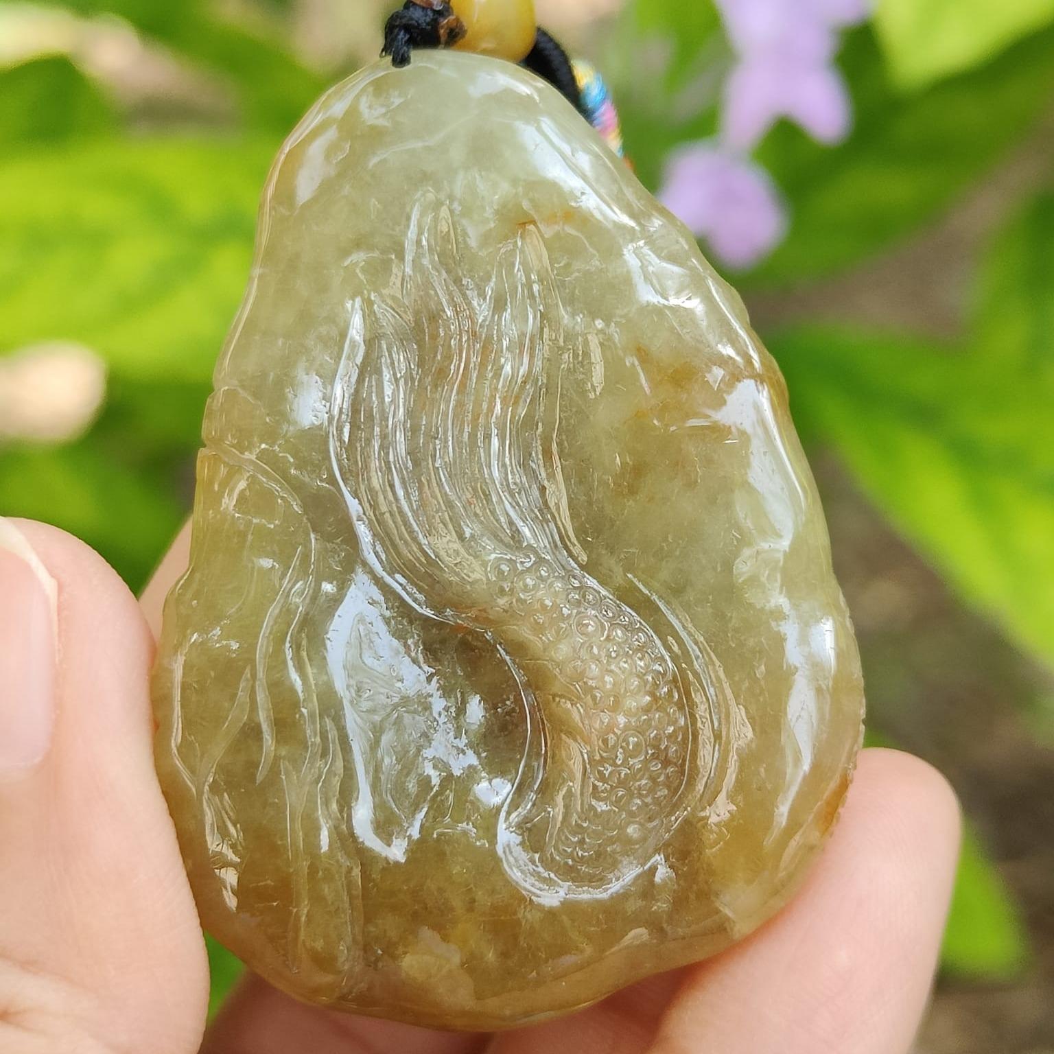 Crafted as Dragon Pendant on High Quality Natural Type A Jadeite Jade, certificate weighs 52.19 grams, measurement 52.8 * 36.9 * 22.5 mm (pendant372) Yi Pin Qian Jadeites Jade Jewelry ~Your Precious Quintessential ~ Singapore