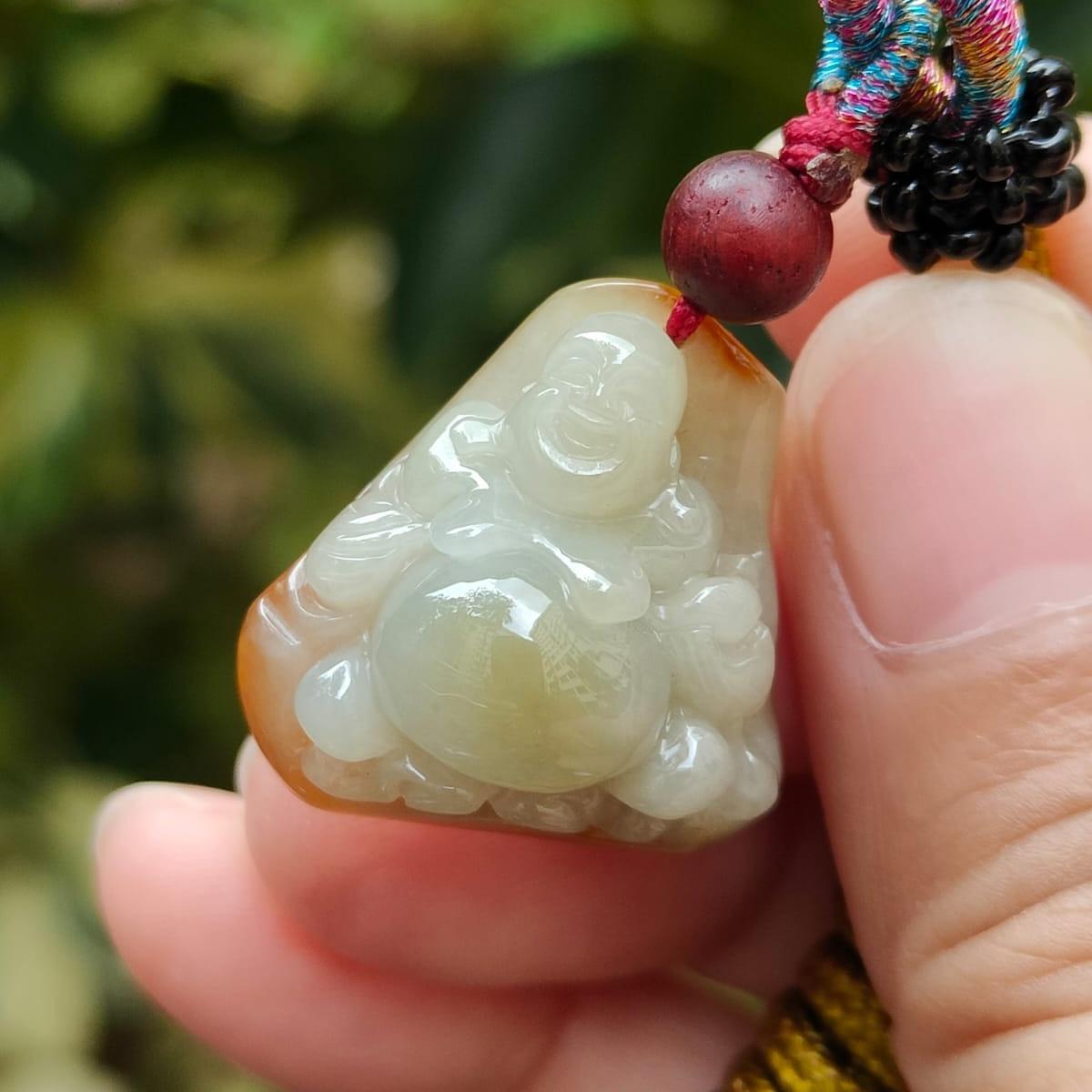 #Sold - New Arrival SG Local Seller Small but Good Quality Yellow Natural Type A Jadeite Jade crafted as Milo Buddha Pendant certificate weighs 8.52 grams, measurement 22.6 * 21.4 * 12.8 mm (pendant346)