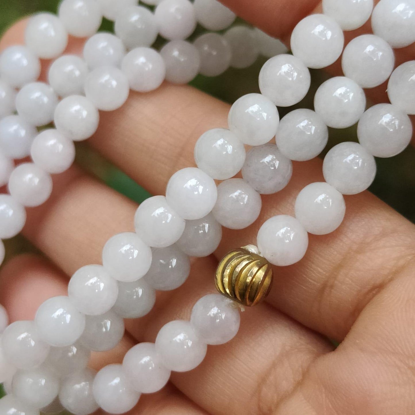 108 * 6mm light lavender and white beads bracelet / necklace on Natural Type A Jadeite Jade certificate weighs 41.5 grams, 94% perfection (bracelet34) Yi Pin Qian Jadeites Jade Jewelry ~Your Precious Quintessential ~ Singapore