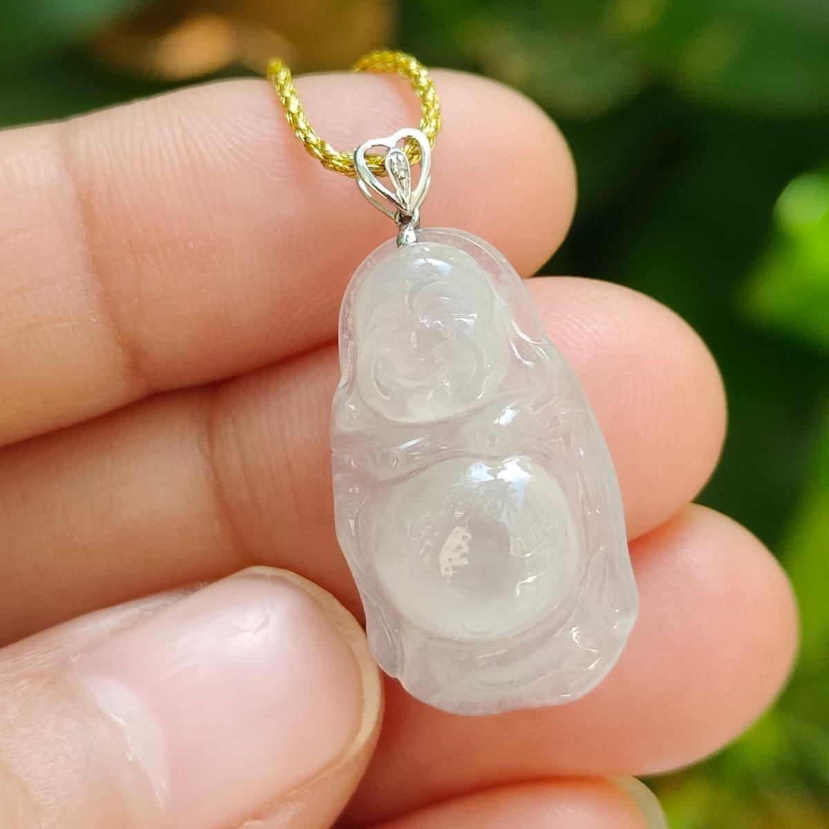 Laughing Buddha Jadeite Pendant – Five Elements Harmony, 18K Gold, Certified Type A (Sku: 18kp110) Yi Pin Qian Jadeites Jade Jewelry ~Your Precious Quintessential ~ Singapore