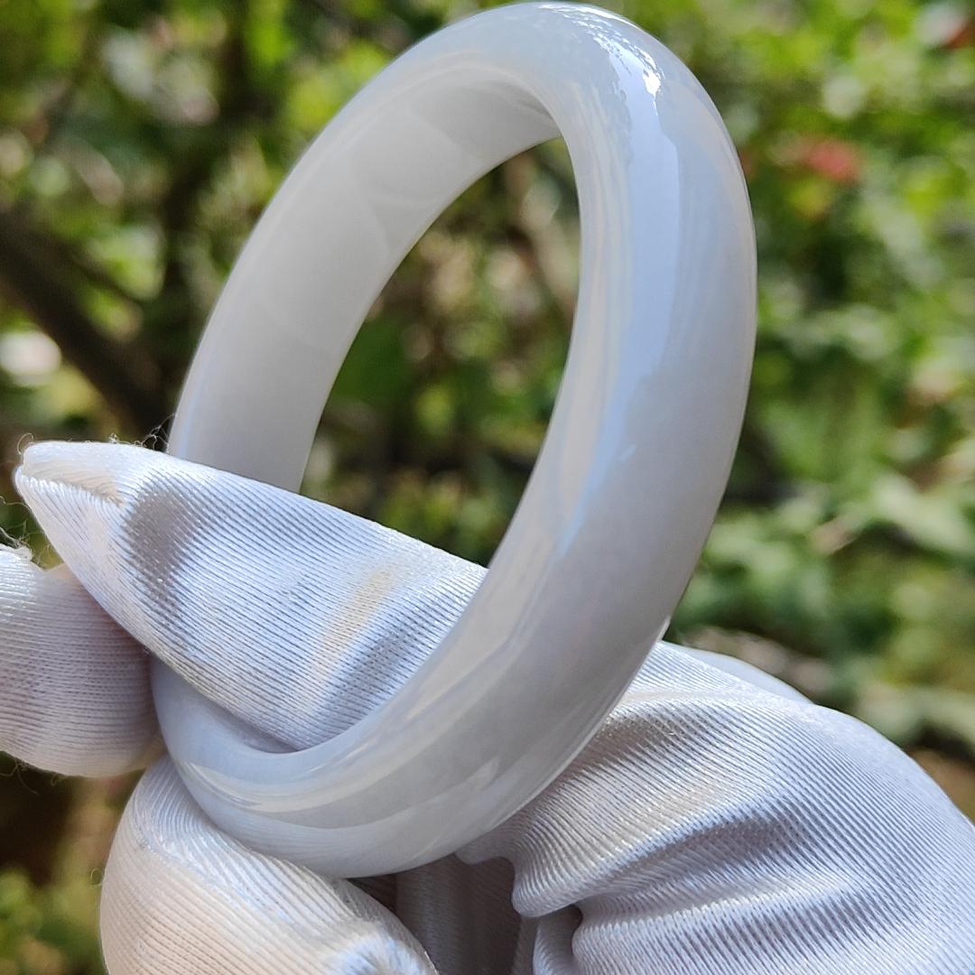 The Moonlight Light Bangle - Light Lavender Natural Type A Jadeite Jade crafted as Peace bracelet Bangle, Certificate weigh 56.46 grams, Measurements: Width 13mm, Thickness 8.1mm, Inner Diameter 54.6mm (Bangle1) Yi Pin Qian