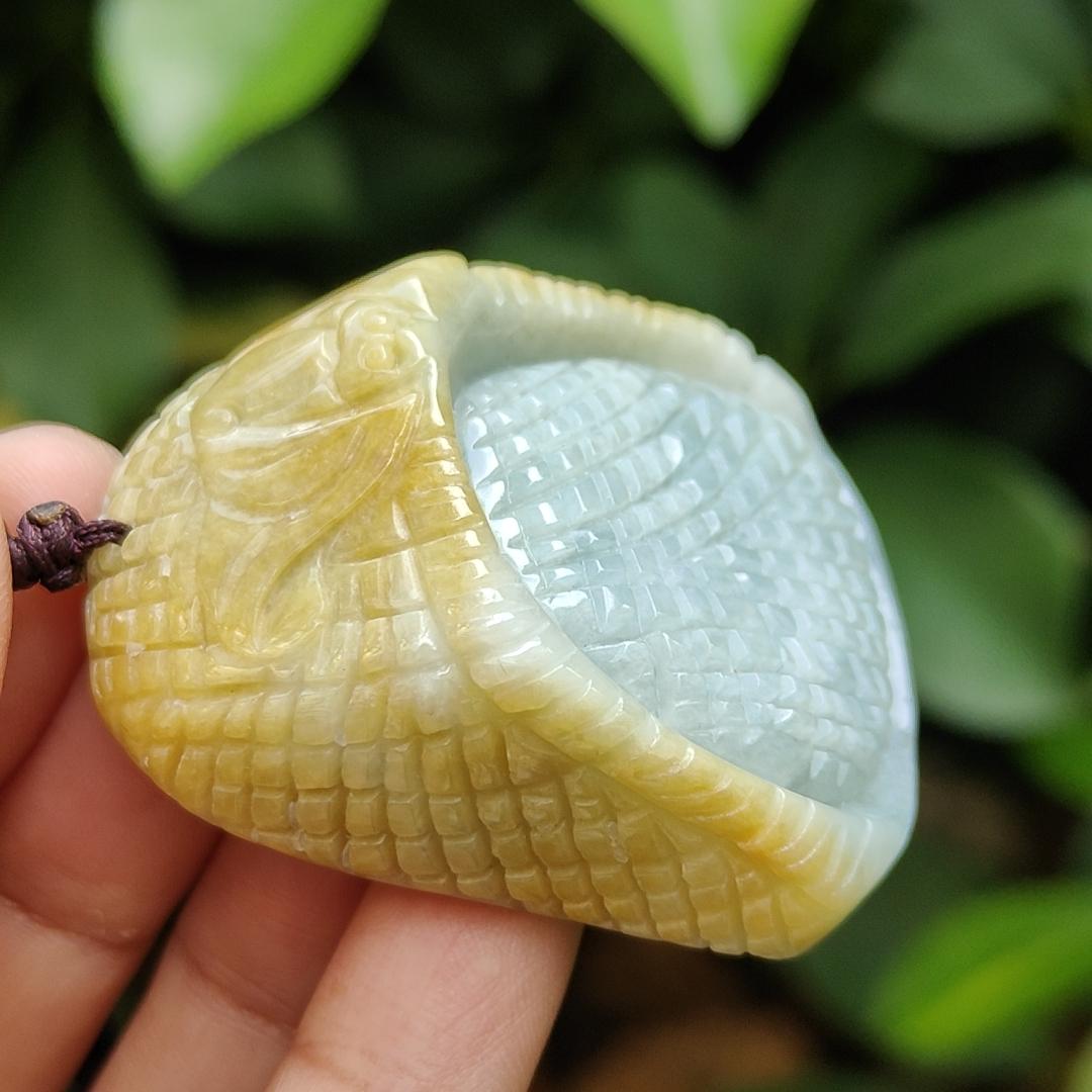 Crafted as Drips of dried millet (lots of rice) on Natural Type A Jadeite Jade as Pendant, certificate weighs 48.4 grams, measurement 46 * 40 * 15.8 mm (pendant 337) Yi Pin Qian Jadeites Jade Jewelry ~Your Precious Quintessential ~ Singapore