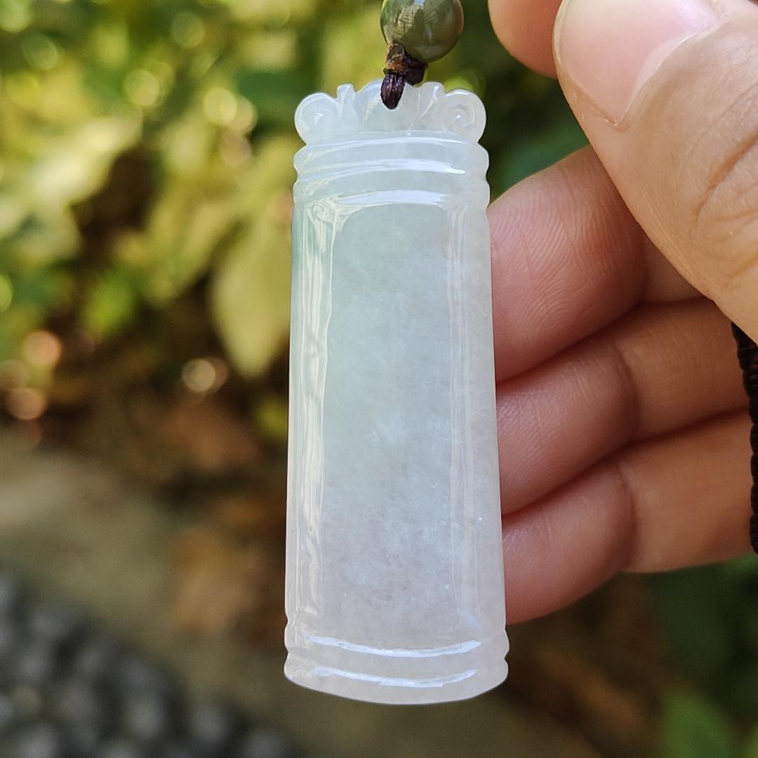 Crafted with Nothing symbol meaning eveything is Well, Natural Type A Jadeite Jade Pendant Necklace, QIC labs approved certificate weighs 18.61 grams, measurement 51.7 * 18.5 * 7.1 mm (pendant309) Yi Pin Qian Jadeites Jade Jewelry ~Your Precious Quintessential ~ Singapore