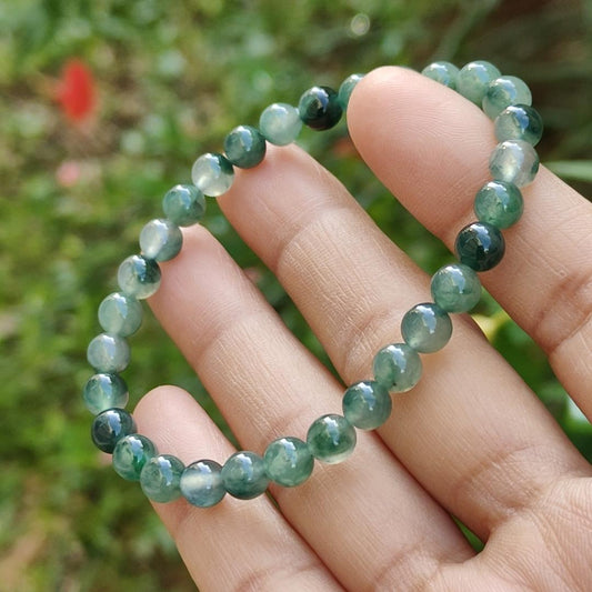 Premium grade 30 beads floating Icy green with floating Icy bluish green Natural Type A Jadeite Bracelet, size 6mm weigh 10.77 grams with QIC approved labs certificate, Mid Year Offer Price, suitable for collection and rare (bracelet9) Yi Pin Qian