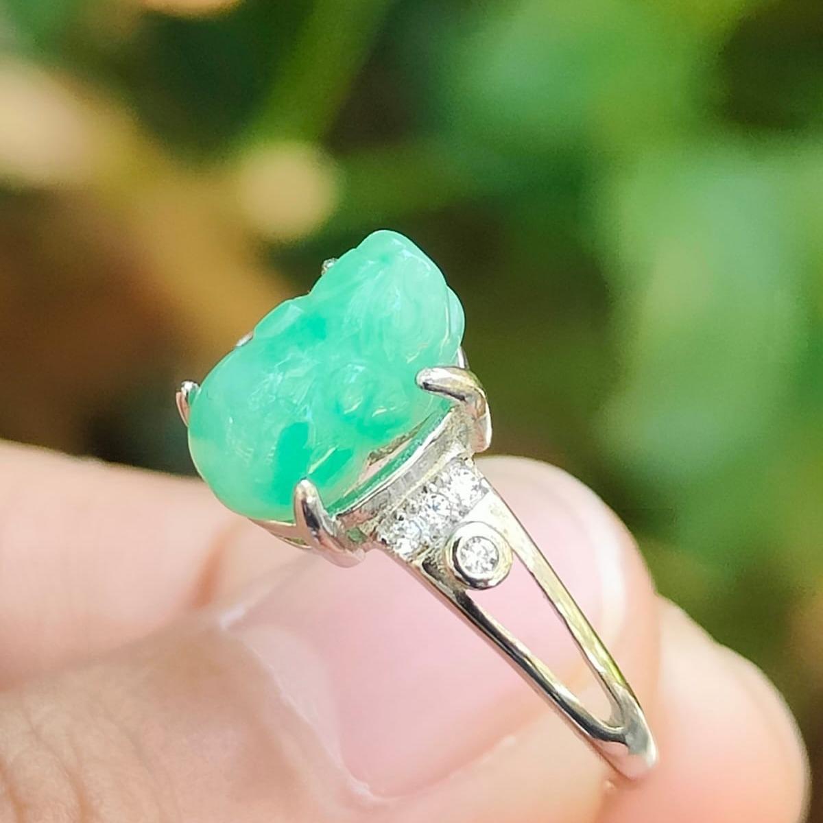 Wood Energy Pixiu Ring 🌱- Growth Catalyst (Sku: s925ring34) Yi Pin Qian Jadeites Jade Jewelry ~Your Precious Quintessential ~ Singapore