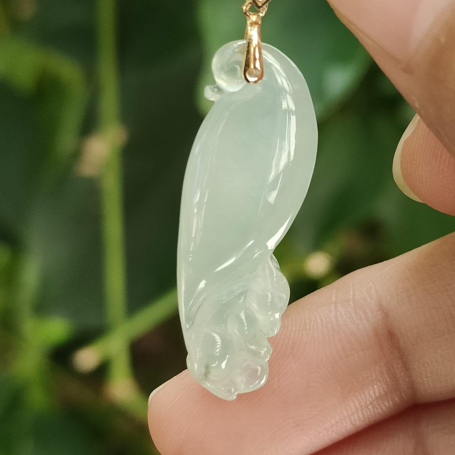 Special Offer Until 2025 CNY only - This Premium Fine Quality Squirrel Pendant Natural Type A Jadeite Jade with 18k Clasp added, certificate weighs 3.24 grams, measurement 30.5 * 10.5 * 6.7 mm (18kp98) Yi Pin Qian Jadeites Jade Jewelry ~Your Precious Quintessential ~ Singapore
