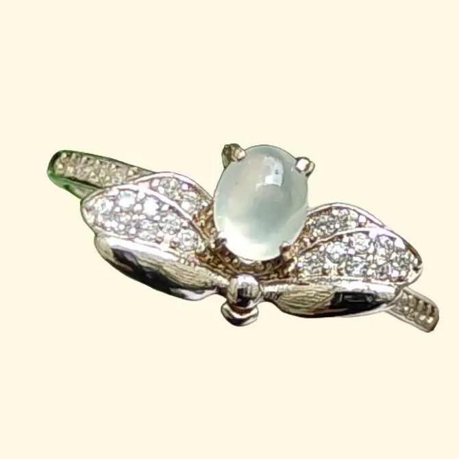 Crafted as 5.3 * 4.2 * 2.4 mm Icy Translucent Cabochon with High-Quality Natural Type-A Jadeite-Jade set with S925 as Ring, certificate weighs 1.76 grams (s925ring17) Yi Pin Qian Jadeites Jade Jewelry ~Your Precious Quintessential ~ Singapore