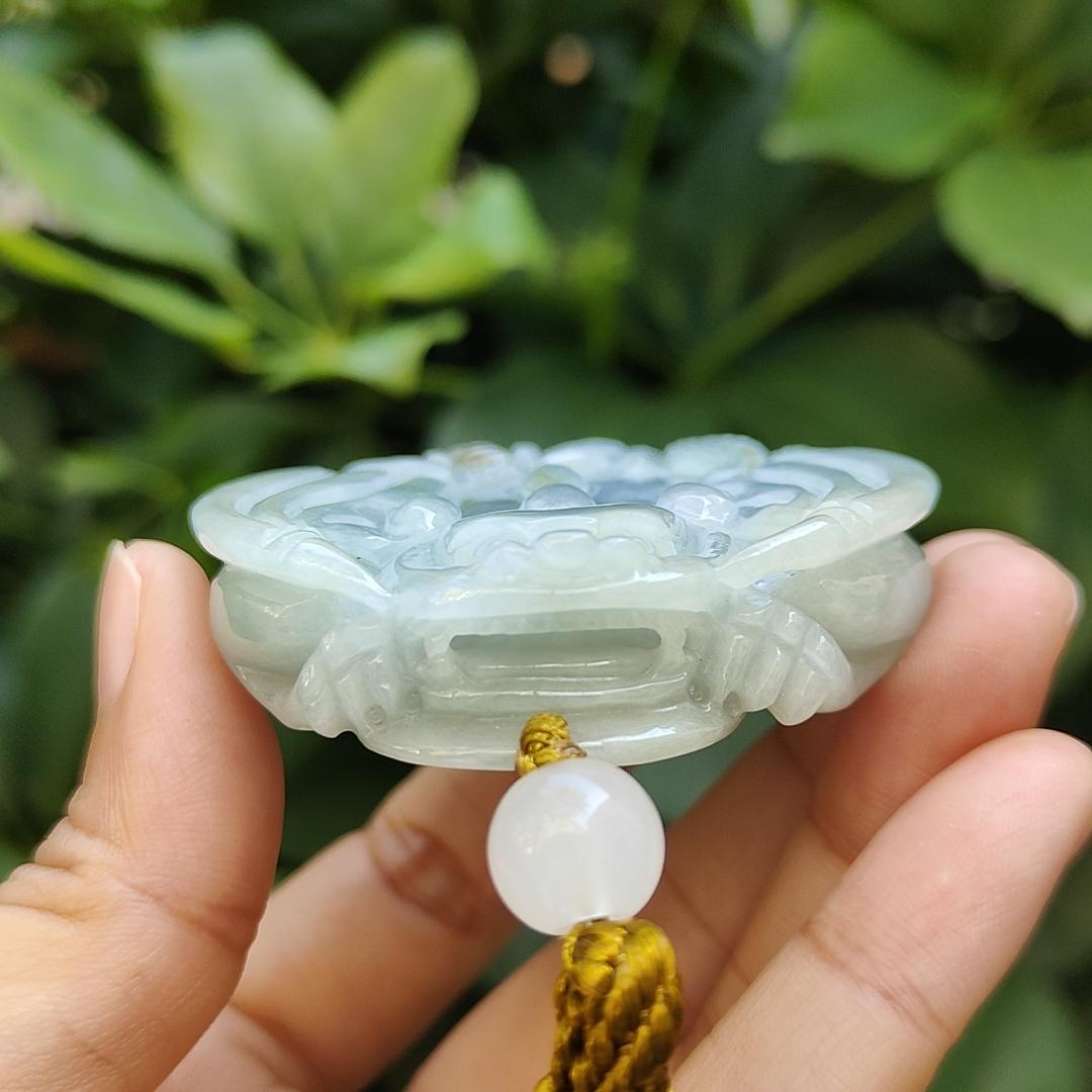 High Quality Light Green Hue with Yellow Patches Natural Type A Jadeite Jade crafted as the flying pixiu as Pendant, certificate weighs 85.45 grams, measurement 54 * 54.6 * 14.6 mm (pendant312) Yi Pin Qian Jadeites Jade Jewelry ~Your Precious Quintessential ~ Singapore