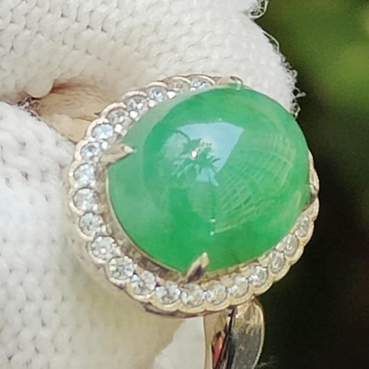 Wood 🌱 & Water 💧 Jadeite Ring - Career Momentum Amplifier (Sku: s925ring36) Yi Pin Qian Jadeites Jade Jewelry ~Your Precious Quintessential ~ Singapore