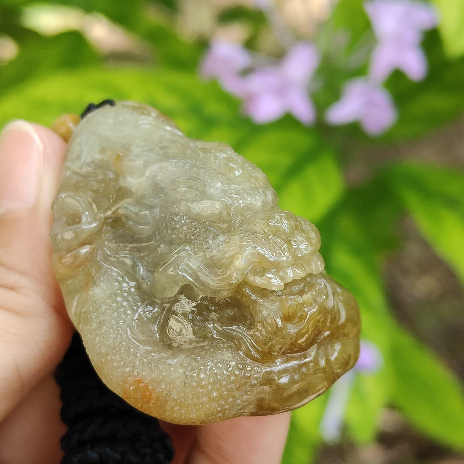 Crafted as Dragon Pendant on High Quality Natural Type A Jadeite Jade, certificate weighs 52.19 grams, measurement 52.8 * 36.9 * 22.5 mm (pendant372) Yi Pin Qian Jadeites Jade Jewelry ~Your Precious Quintessential ~ Singapore