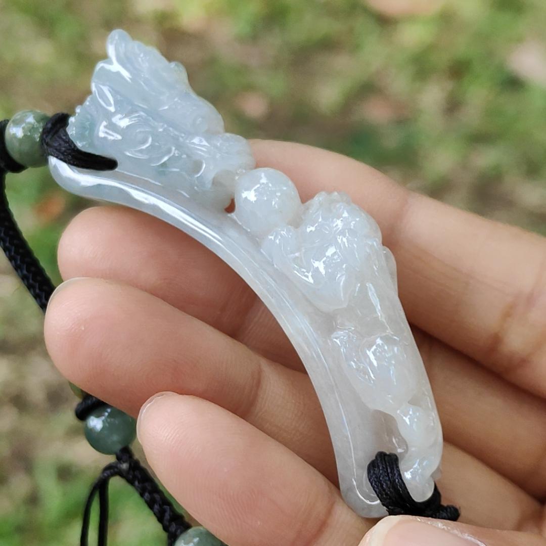 High Quality Wrist Bracelet Natural Type A Jadeite Jade crafted with Dragon and Pixiu as Bangle Bracelet, certificate weighs 25.73 grams, measurement 66.3 * 13.8 * 20 mm (bracelet26) Yi Pin Qian
