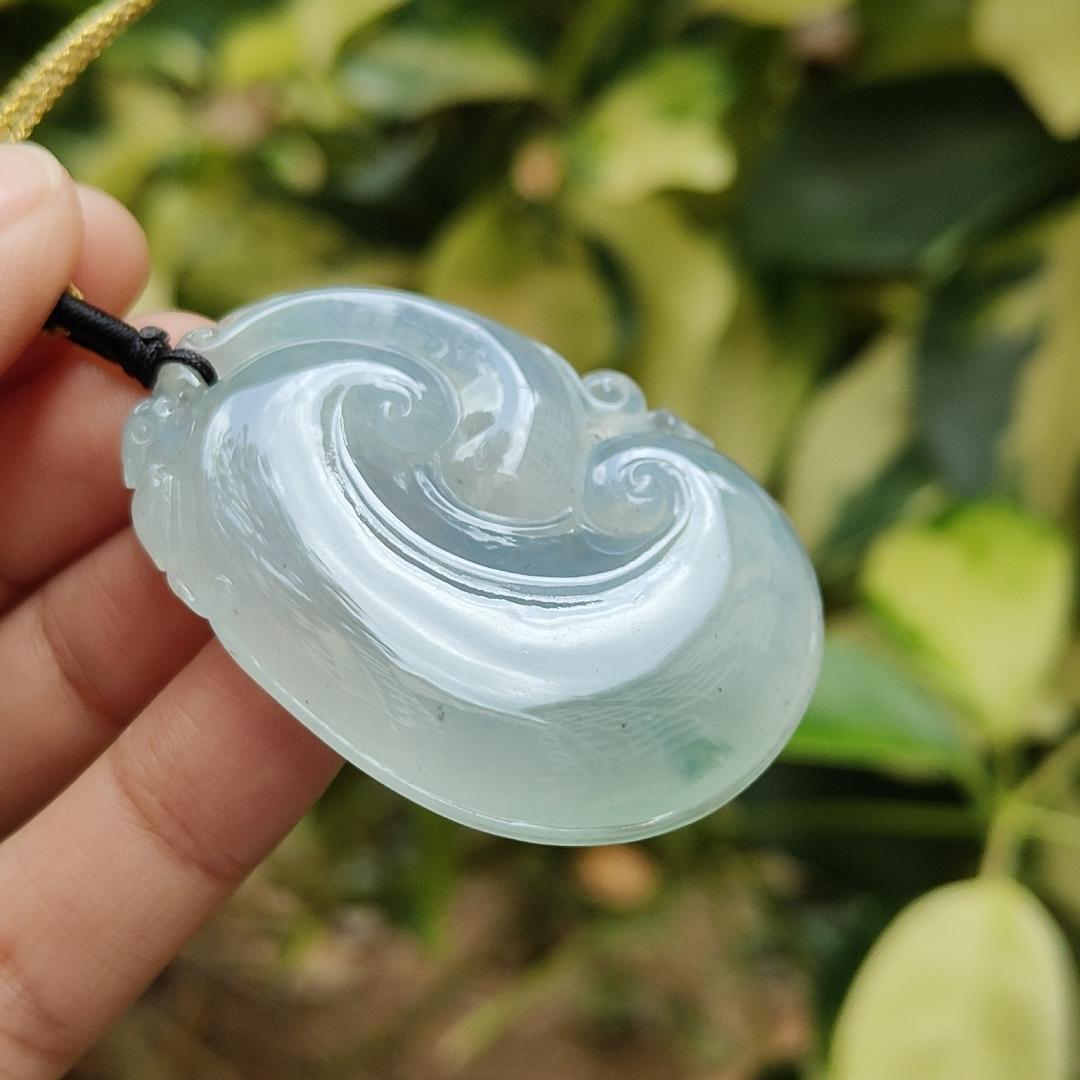 Premium Quality Icy Translucent Ruyi Pendant Natural Type A Jadeite Jade certificate weighs 25.87 grams, measurement 48.2 * 35.3 * 7.2 mm (pendant391) Yi Pin Qian Jadeites Jade Jewelry ~Your Precious Quintessential ~ Singapore