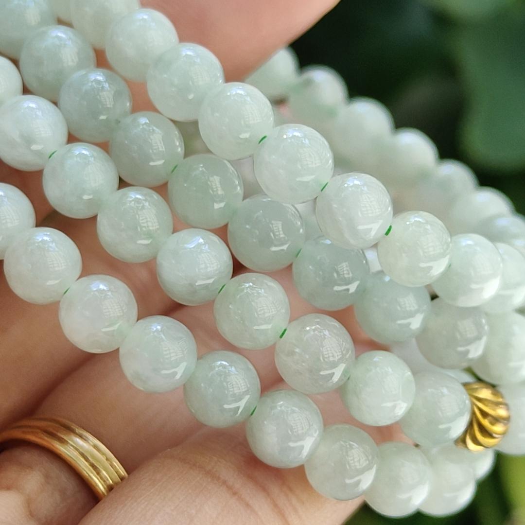 108 * 6mm beads Natural Type A Jadeite Jade as Bracelet / Necklace, certificate weighs 39.93 grams (bracelet37) Yi Pin Qian Jadeites Jade Jewelry ~Your Precious Quintessential ~ Singapore