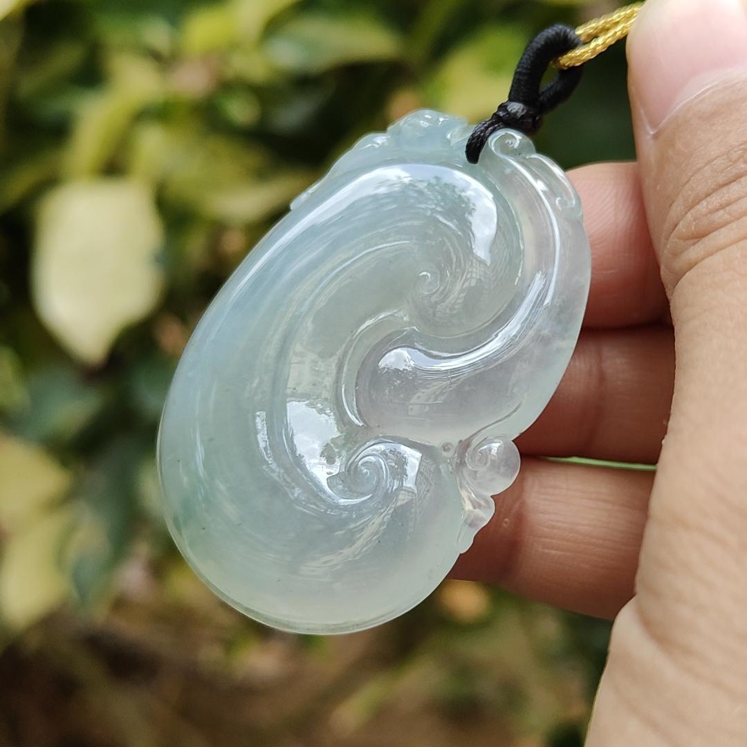 Premium Quality Icy Translucent Ruyi Pendant Natural Type A Jadeite Jade certificate weighs 25.87 grams, measurement 48.2 * 35.3 * 7.2 mm (pendant391) Yi Pin Qian Jadeites Jade Jewelry ~Your Precious Quintessential ~ Singapore