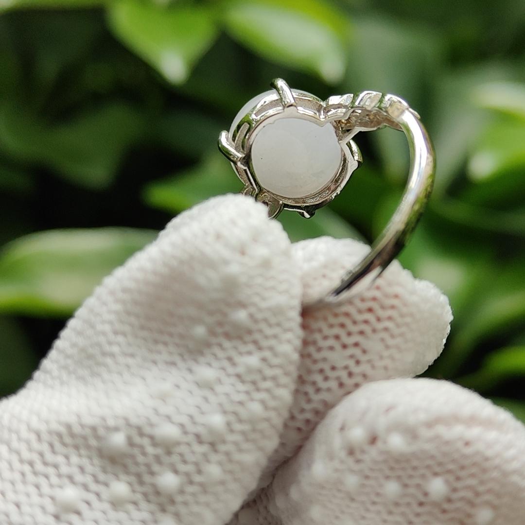 Good Translucent Cabochon Size 11.9 * 10.5 * 5.3 mm Light Lavender Natural Type A Jadeite Jade on S925 as adjustable Ring, weighs 3.13 grams (s925ring23) Yi Pin Qian Jadeites Jade Jewelry ~Your Precious Quintessential ~ Singapore