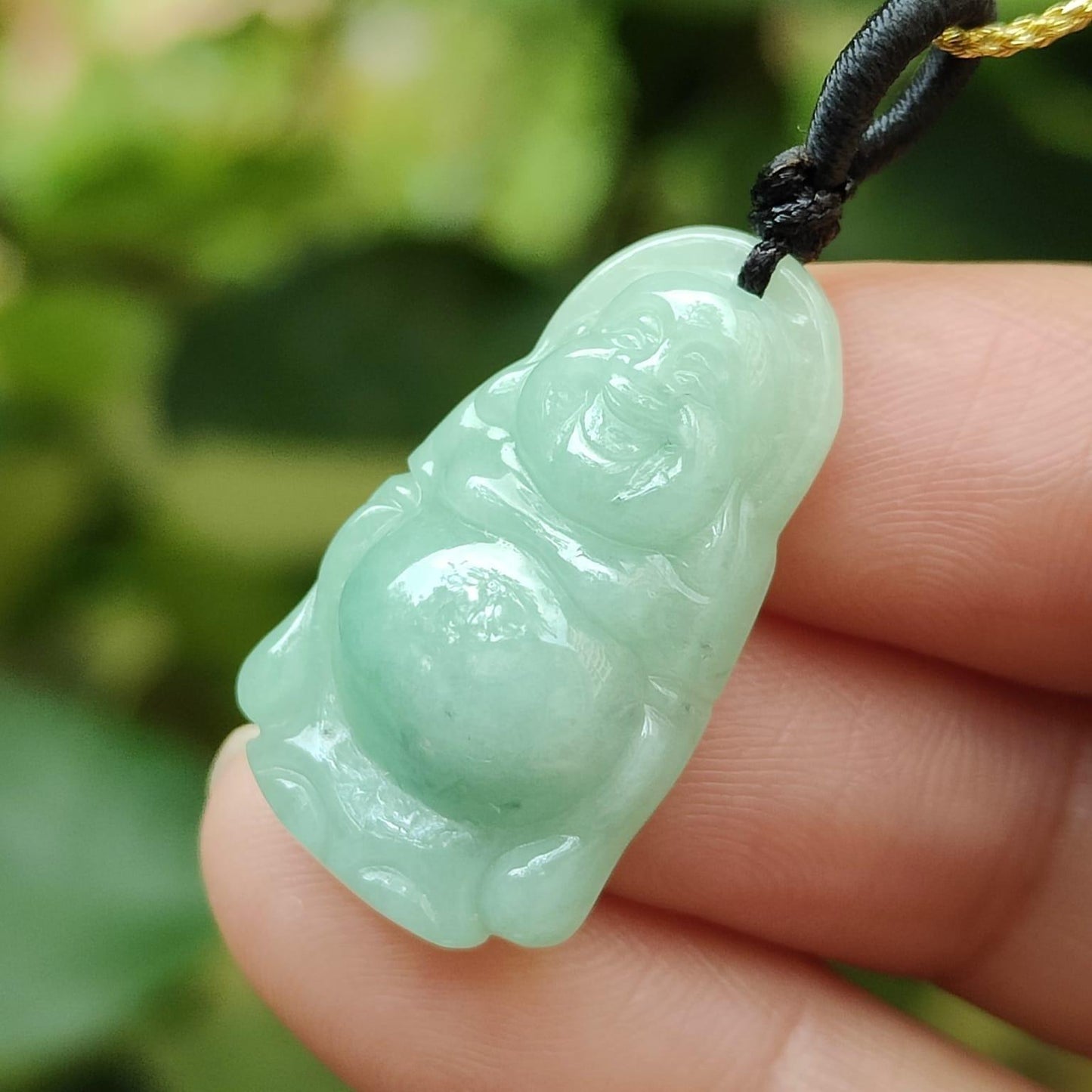 Natural Type A Jadeite Laughing Buddha Pendant 🌱🪨 | Office Feng Shui Essential for Decision-Makers (Sku: pendant443)
