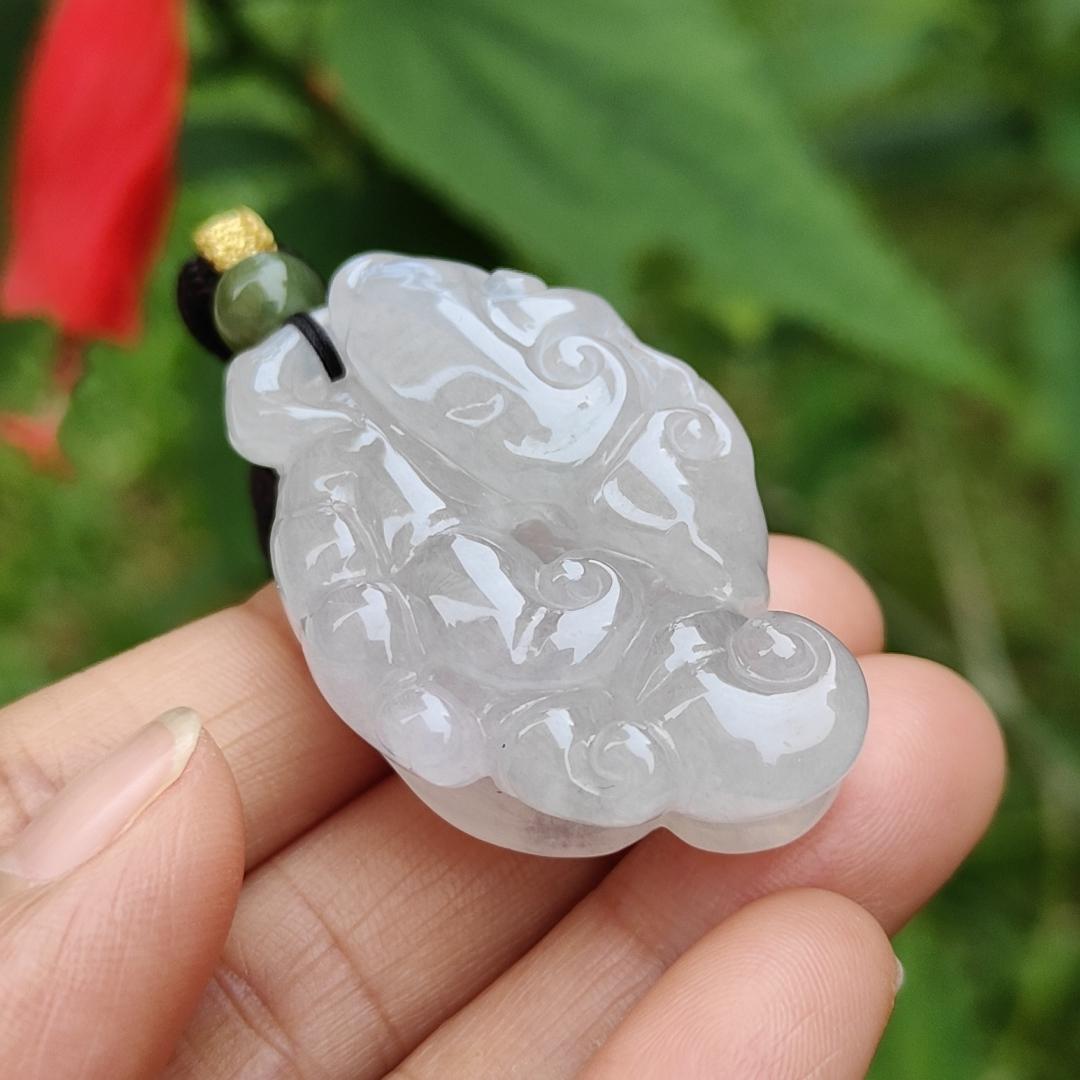 Rare Premium Natural Type A Jadeite Pendant Necklace crafted as Chayote with Squirrel and Ruyi, symbols of Happiness, fortune and luck with certificate weigh 30.16 grams, 44.3 * 27.8 * 15.6 mm (pendant52) Yi Pin Qian