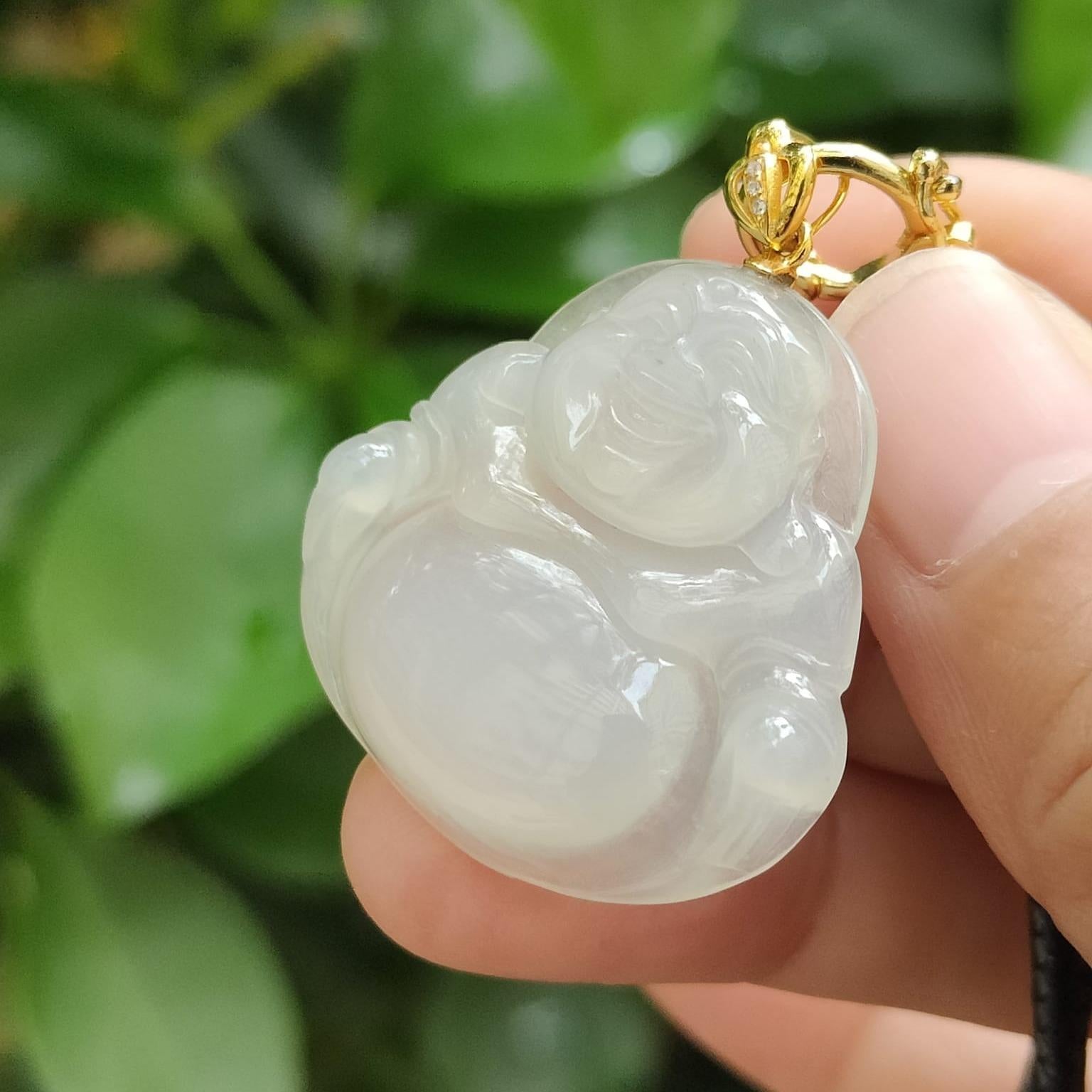 "Cosmic Composer" Jade Buddha Necklace (Sku: 18kp113) Yi Pin Qian Jadeites Jade Jewelry ~Your Precious Quintessential ~ Singapore