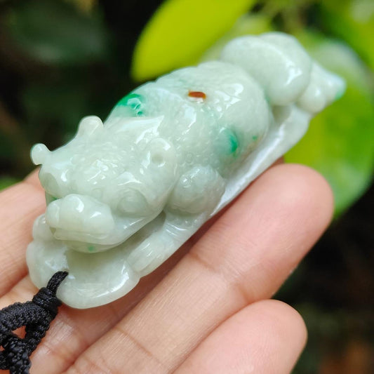 Huat All the Way! 🌱🔥 Natural Type A Jadeite Toad Pendant | Zi Wei Dou Shu Wealth Luck (Sku: pendant448)