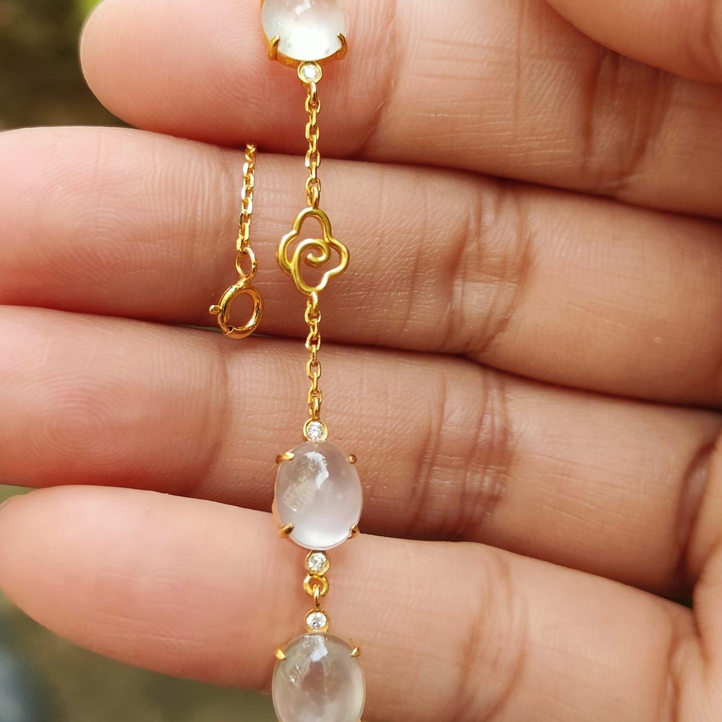 Icy Translucent Jadeite Bracelet – Natural Type A Cabochons, 18K Gold, Harmony of Elements Sku: 18kp107 Yi Pin Qian Jadeites Jade Jewelry ~Your Precious Quintessential ~ Singapore