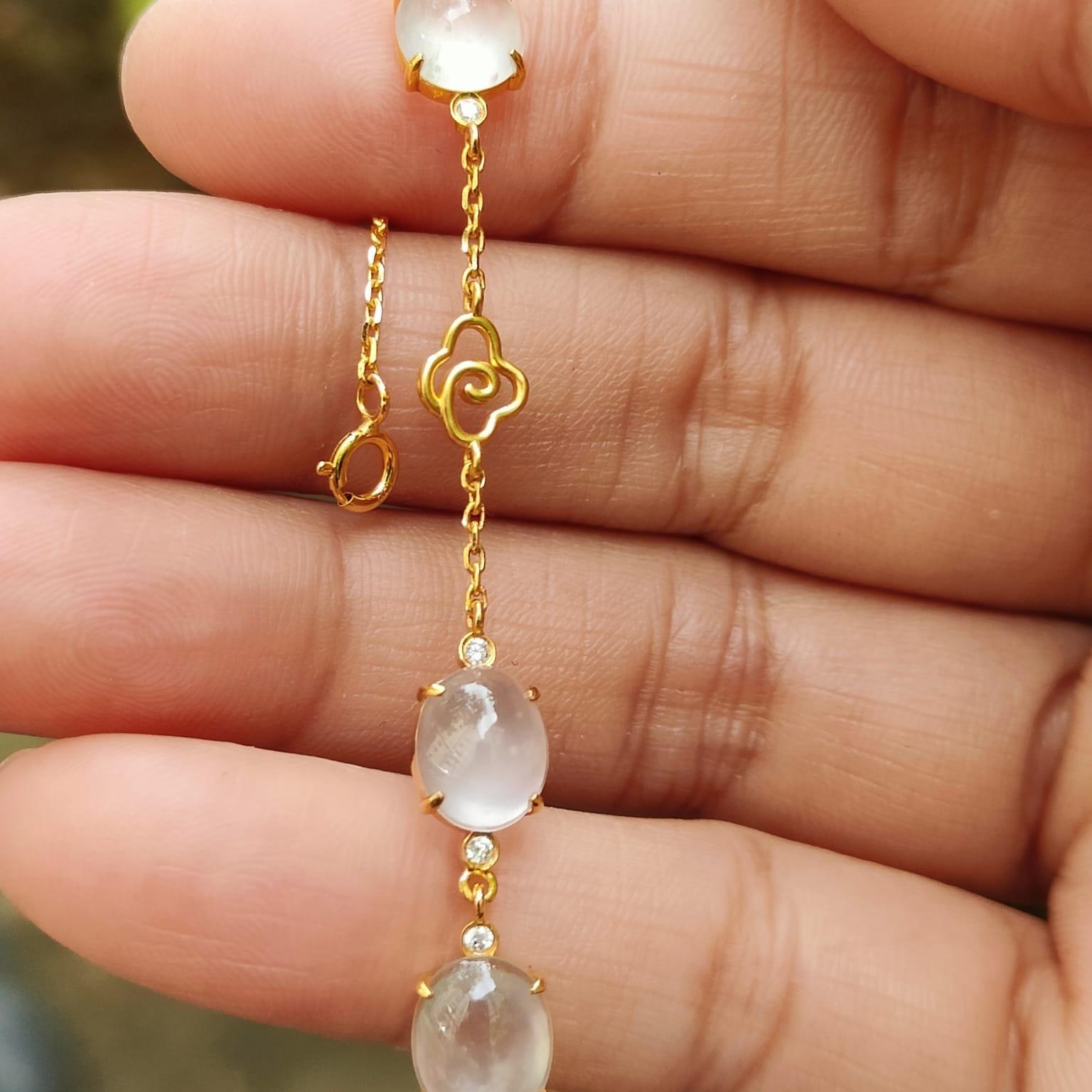 Icy Translucent Jadeite Bracelet – Natural Type A Cabochons, 18K Gold, Harmony of Elements Sku: 18kp107 Yi Pin Qian Jadeites Jade Jewelry ~Your Precious Quintessential ~ Singapore