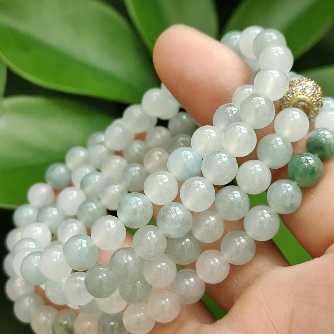 High Quality Good Translucent Natural Type A Jadeite Jade crafted as 112 beads with 99% perfection as Bracelet or Necklace certificate weighs 52.21 grams, measurement 6.6 mm (bracelet28) Yi Pin Qian