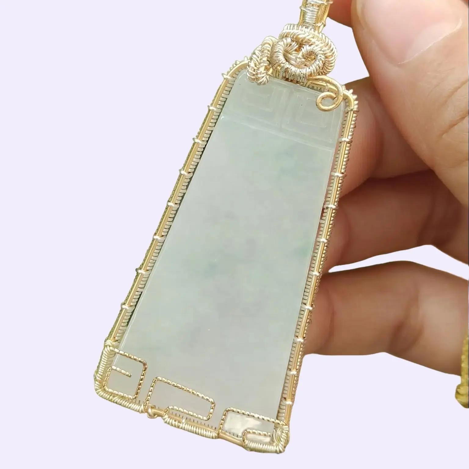New Arrival - DIY GF14k wrapping on this Natural Type A Jadeite Jade Pendant crafted as Nothing, SG ready stock with certificate weighs 16.26 grams, measurement 66.9 * 29 * 5 (pendant329) Yi Pin Qian Jadeites Jade Jewelry ~Your Precious Quintessential ~ Singapore