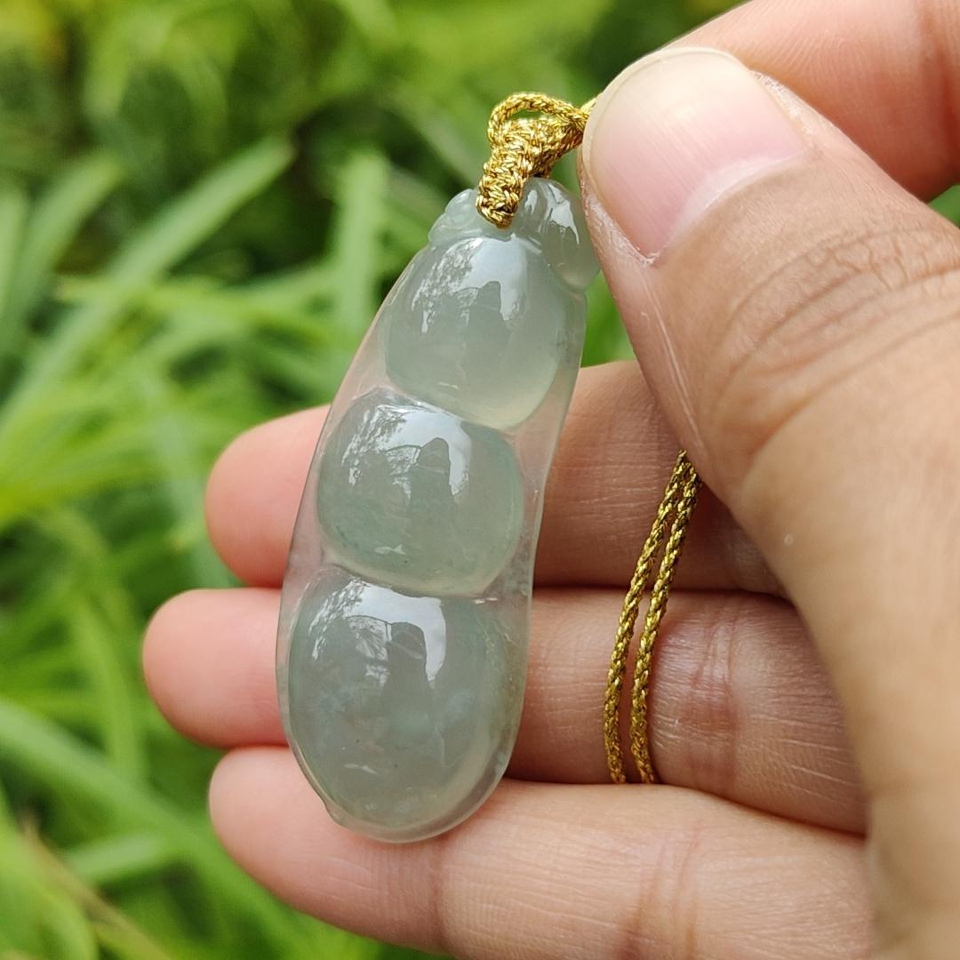 Crafted as Bean #6 Pendant on High Quality Natural Type A Jadeite Jade certificate weighs 8.5 grams, measurement 43.8 * 17 * 6.9 mm (pendant368)