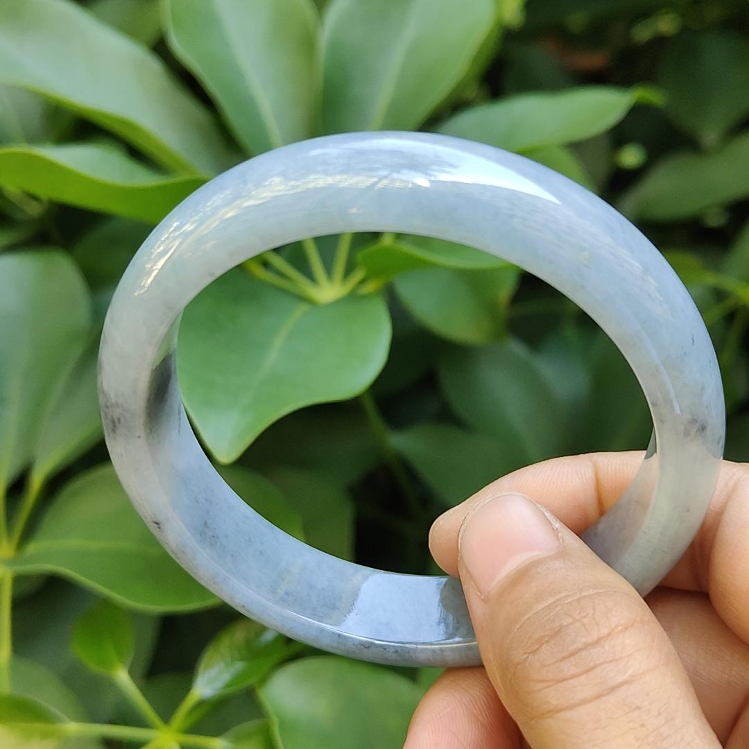 58.77 mm Light Lavender, Black Wuji Peace Bangle, Natural Type A Jadeite Jade, certificate weighs 57.84 grams, Width: 13.9 mm, Thickness: 7.5 mm (bangle15) Yi Pin Qian Jadeites Jade Jewelry ~Your Precious Quintessential ~ Singapore
