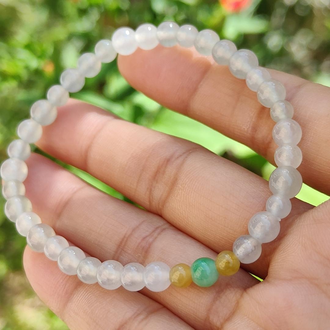 Icy Variety with Good Translucency Natural Type A Jadeite Bracelet measurement at 5.7mm with 37 beads, certificate included weigh 8.60 grams, suitable for casual wear and yet look elegant (bracelet6) Yi Pin Qian