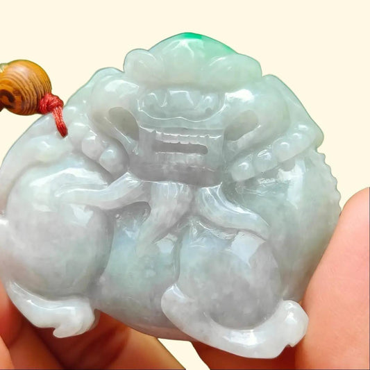 Guardian Pixiu Hand Carving – Five Elements Energy, Vintage Jadeite, Certified Type A (Sku: Hand10) Yi Pin Qian Jadeites Jade Jewelry ~Your Precious Quintessential ~ Singapore