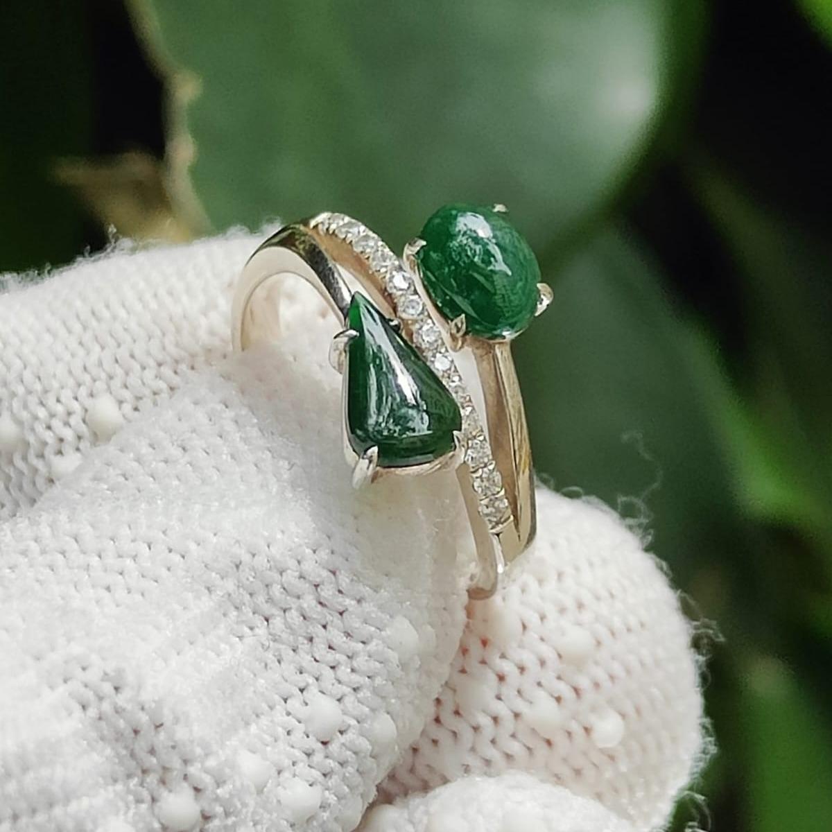 Water Element Jade Ring 💧- Deep Forest Energy (Sku: s925ring32) Yi Pin Qian Jadeites Jade Jewelry ~Your Precious Quintessential ~ Singapore