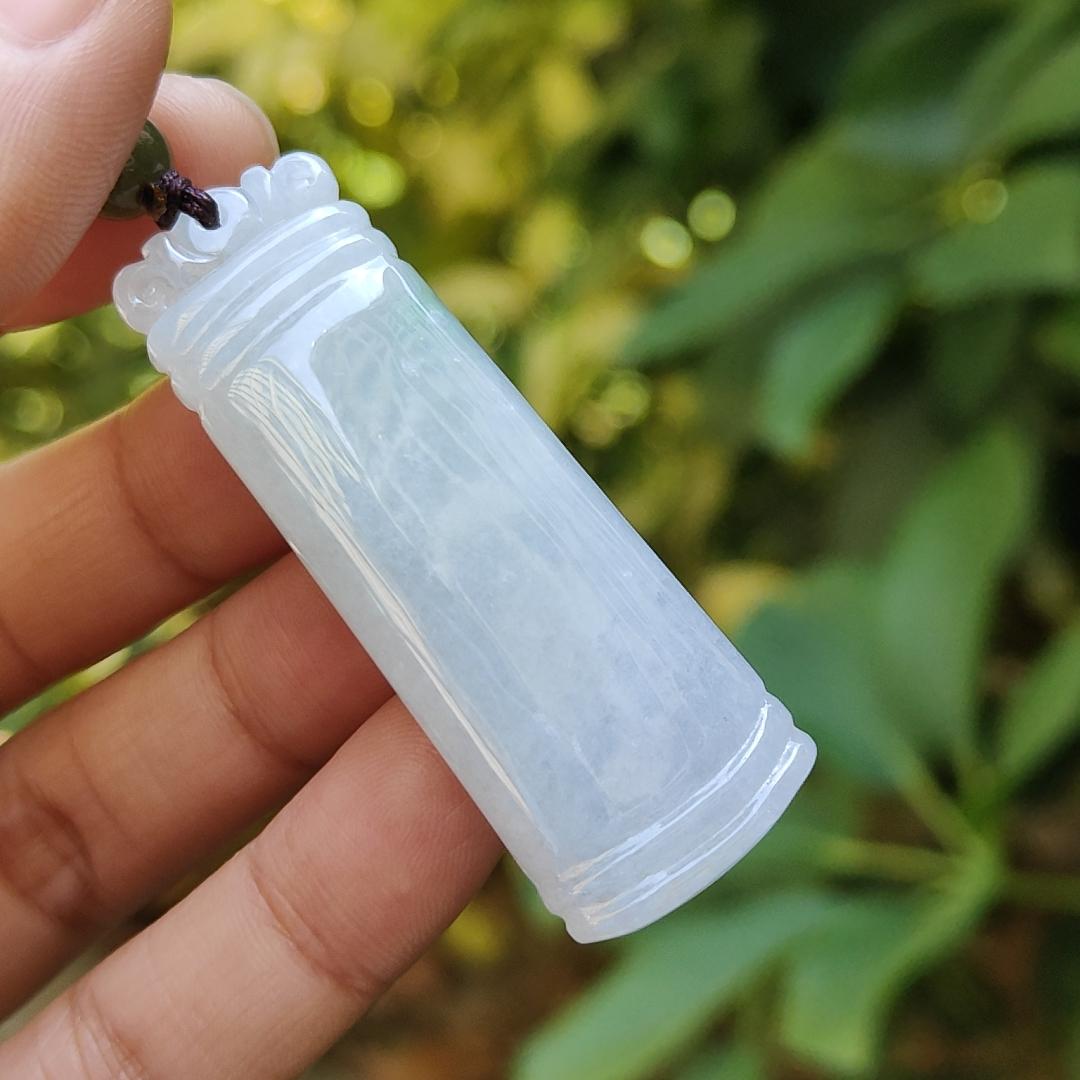Crafted with Nothing symbol meaning eveything is Well, Natural Type A Jadeite Jade Pendant Necklace, QIC labs approved certificate weighs 18.61 grams, measurement 51.7 * 18.5 * 7.1 mm (pendant309) Yi Pin Qian Jadeites Jade Jewelry ~Your Precious Quintessential ~ Singapore