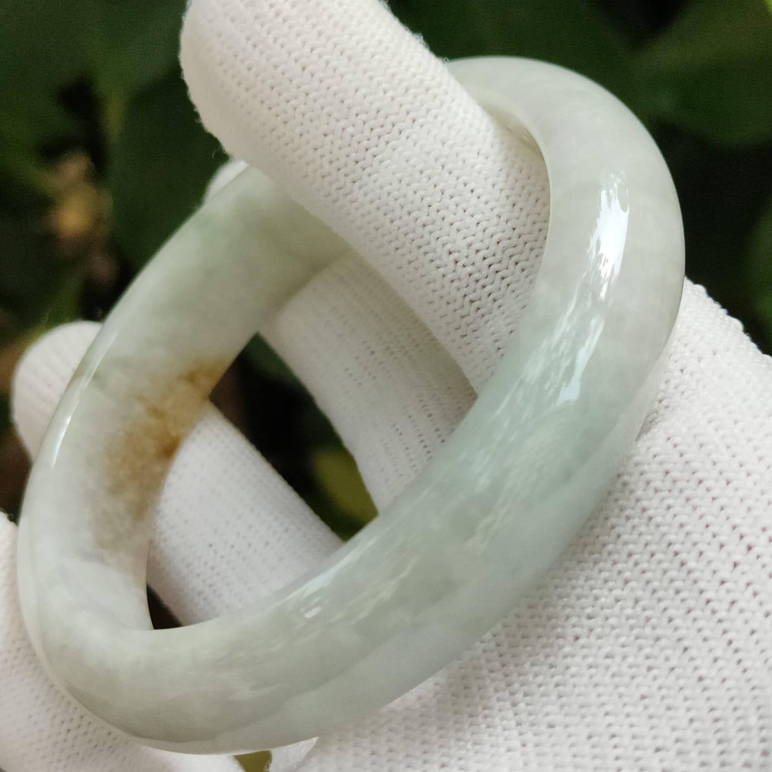 Earth's Embrace Bangle - Amber & Moss Jadeite Jewelry (Sku: bangle33) Yi Pin Qian Jadeites Jade Jewelry ~Your Precious Quintessential ~ Singapore