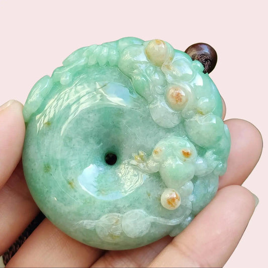 Mythic Golden Toads Jadeite Pendant – Five Elements Prosperity, Museum-Grade Carving, Certified Type A (Sku: pendant403) Yi Pin Qian Jadeites Jade Jewelry ~Your Precious Quintessential ~ Singapore