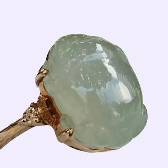 Ring size 15.5 mm - SG Seller - Crafted as Pixiu Cabochon on Natural Type A Jadeite Jade set with 18k gold, certificate weighs 3.65 grams, measurement 14.3 * 11 * 5.9 mm (18kring37) Yi Pin Qian Jadeites Jade Jewelry ~Your Precious Quintessential ~ Singapore