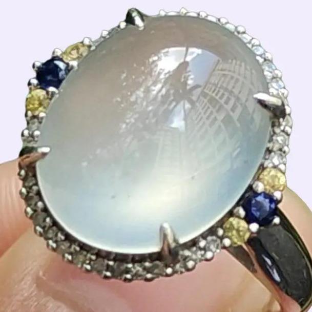 Five Stars Wu Xing Certified Jadeite Gold Ring - Earth/Metal/Water Harmony (Sku:18kring43) Yi Pin Qian Jadeites Jade Jewelry ~Your Precious Quintessential ~ Singapore