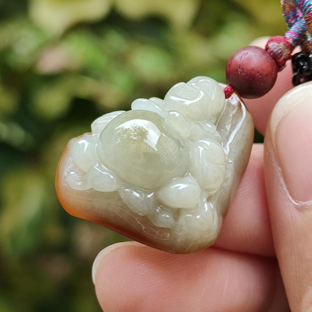 #Sold - New Arrival SG Local Seller Small but Good Quality Yellow Natural Type A Jadeite Jade crafted as Milo Buddha Pendant certificate weighs 8.52 grams, measurement 22.6 * 21.4 * 12.8 mm (pendant346)