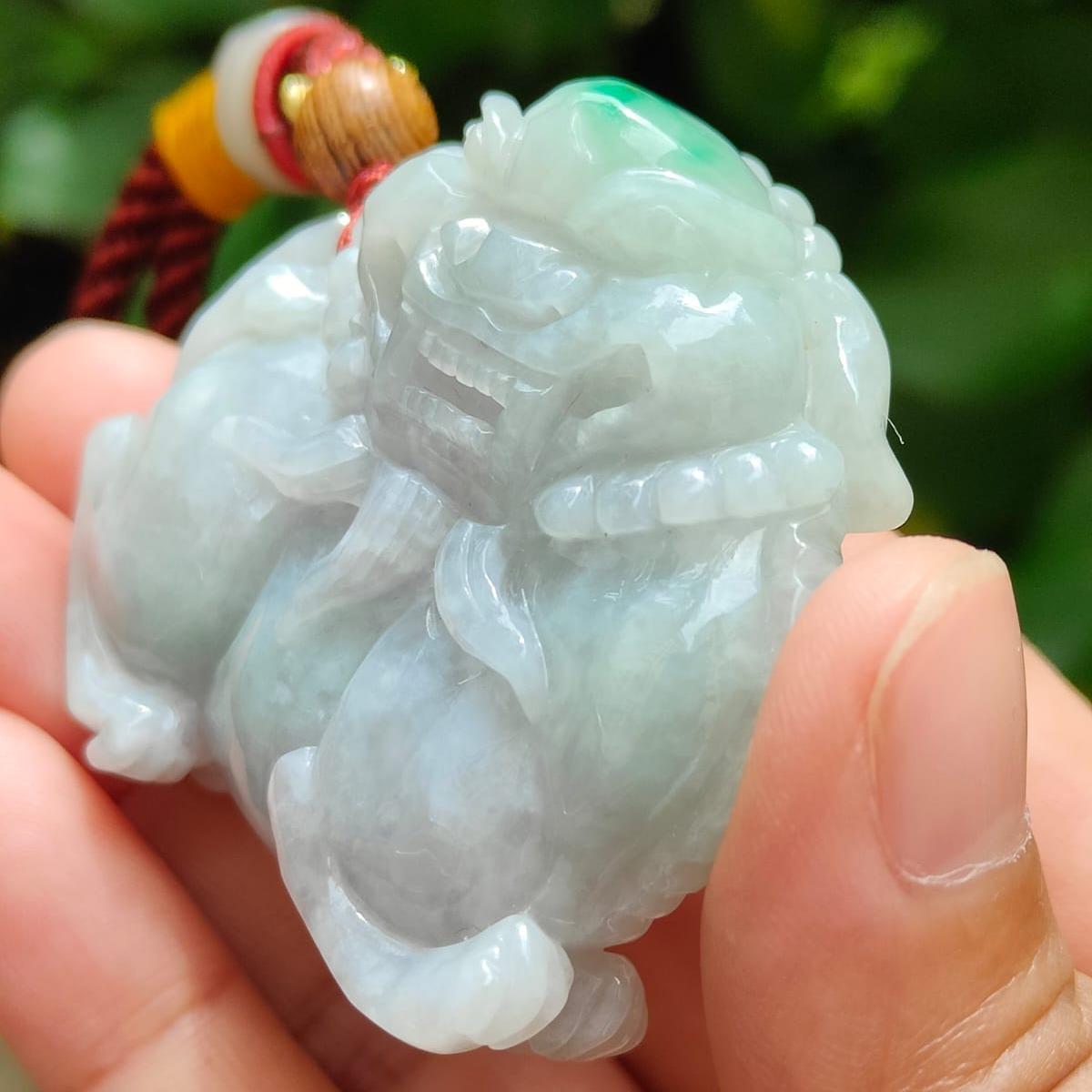 Guardian Pixiu Hand Carving – Five Elements Energy, Vintage Jadeite, Certified Type A (Sku: Hand10) Yi Pin Qian Jadeites Jade Jewelry ~Your Precious Quintessential ~ Singapore