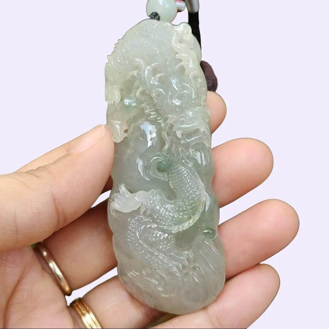 New SG Arrival Crafted as Dragon on Natural Type A Jadeite Jade as Pendant weighs 58.34 grams, measurement 75 * 28.7 * 12.3 mm (pendant327) Yi Pin Qian Jadeites Jade Jewelry ~Your Precious Quintessential ~ Singapore