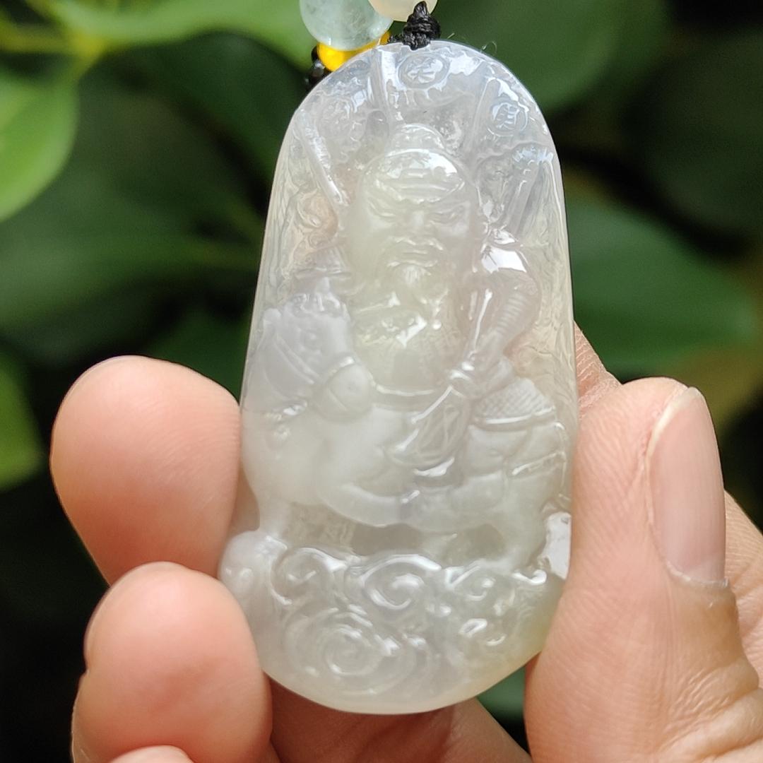 Crafted as Guan Gong Riding Horse on Natural Type A Jadeite Jade as Pendant - SG Ready Stocks - certificate weighs 14.54 grams, measurement 48.7 * 25.1 * 6.7 mm (pendant328) Yi Pin Qian Jadeites Jade Jewelry ~Your Precious Quintessential ~ Singapore