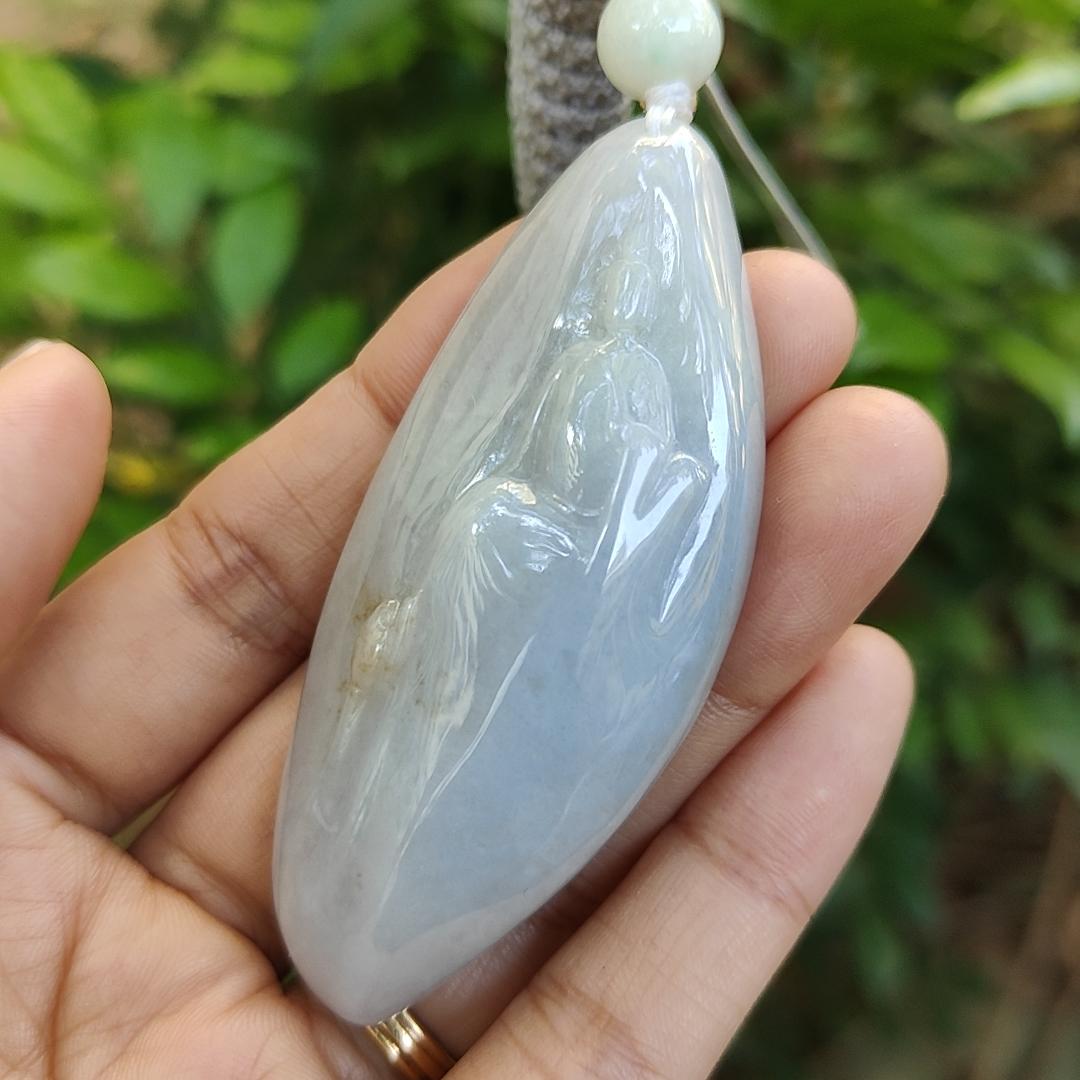 Crafted as Faceless Buddha with Natural Type A Jadeite Jade as Pendant, certificate weighs 40.68 grams, measurement 69.5 * 29.5 * 11.6 mm (pendant314) Yi Pin Qian Jadeites Jade Jewelry ~Your Precious Quintessential ~ Singapore