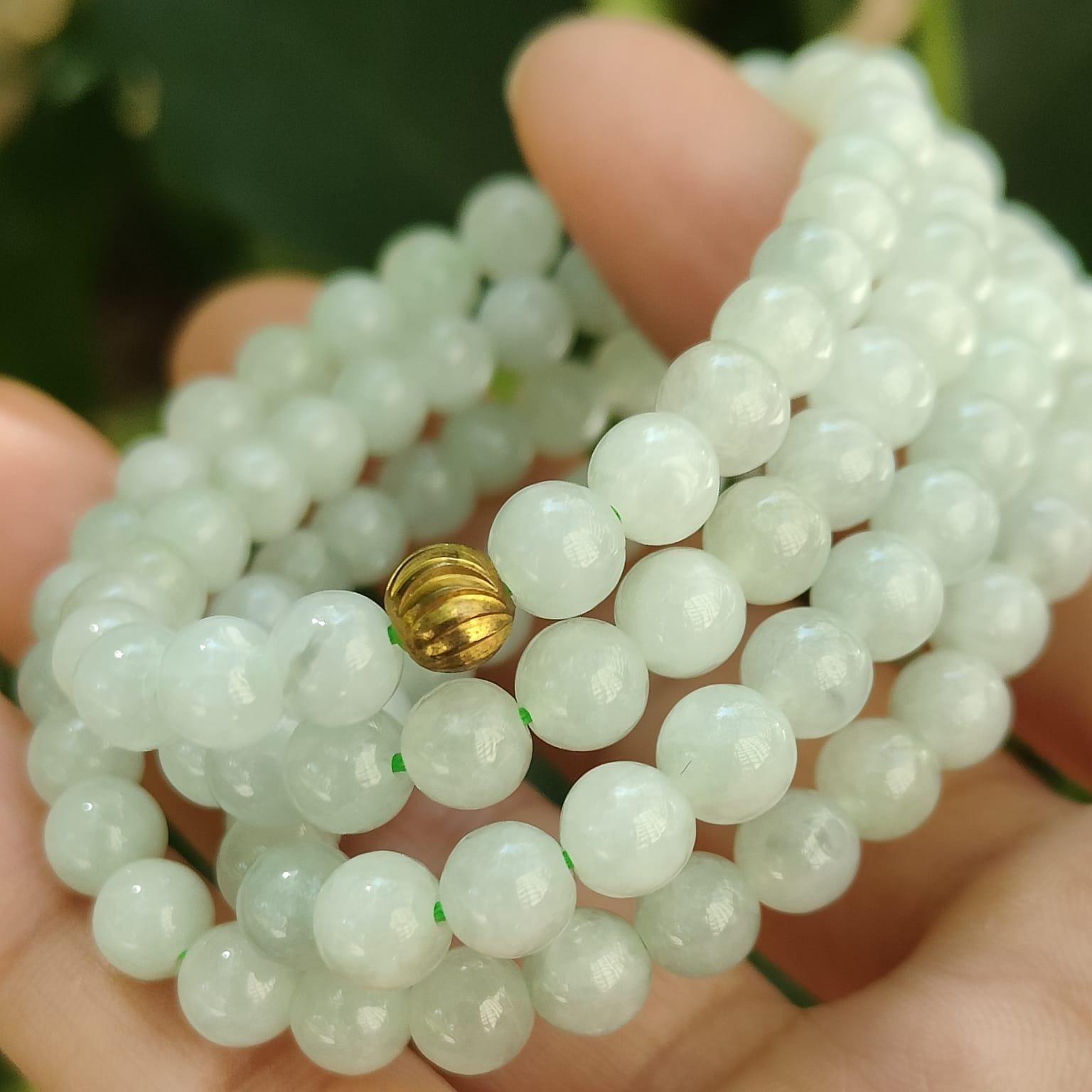 108 * 6mm beads Natural Type A Jadeite Jade as Bracelet / Necklace, certificate weighs 39.93 grams (bracelet37) Yi Pin Qian Jadeites Jade Jewelry ~Your Precious Quintessential ~ Singapore