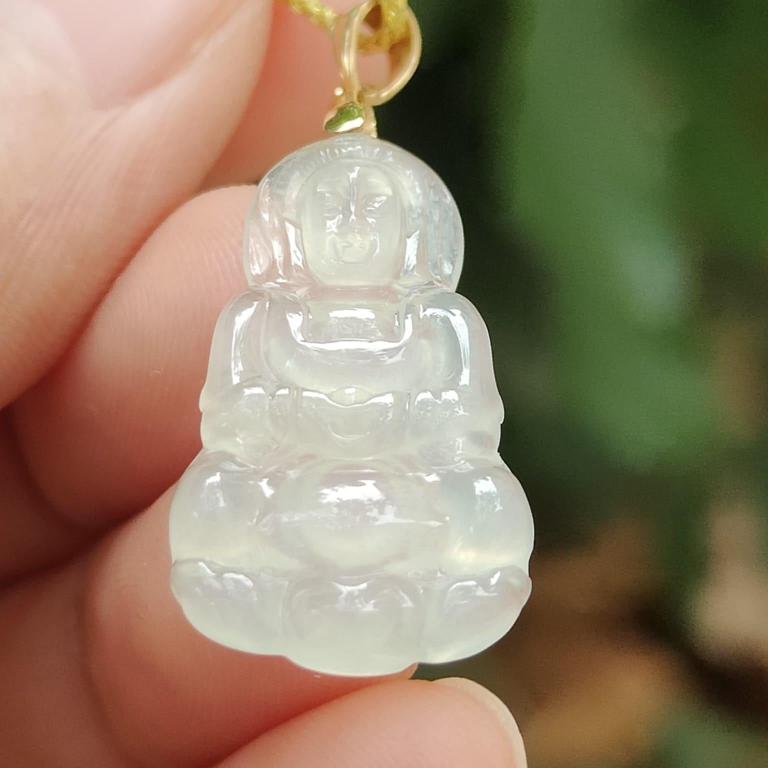 Icy Guanyin Jadeite Necklace – Type A Jadeite with 18K Clasp, Peace and Protection for Every Journey (18kp104) Yi Pin Qian Jadeites Jade Jewelry ~Your Precious Quintessential ~ Singapore