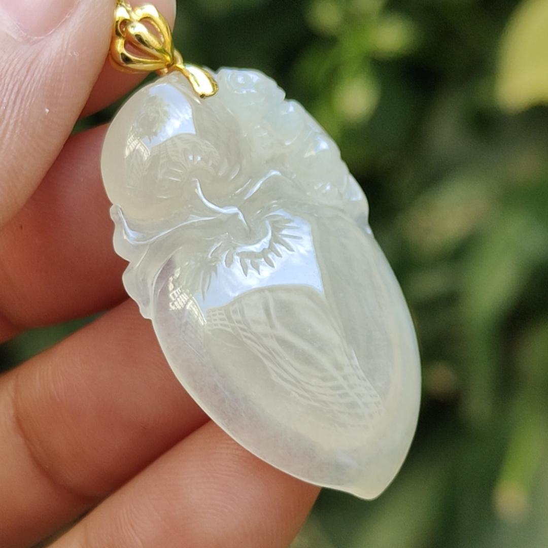 Semi Icy Yellow Natural Type A Jadeite Jade crafted with Monkey and Peach as Pendant with 18k clasp, certificate weighs 6.97 grams, measurement 35 * 21.2 * 5.5 mm (18kp91) Yi Pin Qian Jadeites Jade Jewelry ~Your Precious Quintessential ~ Singapore