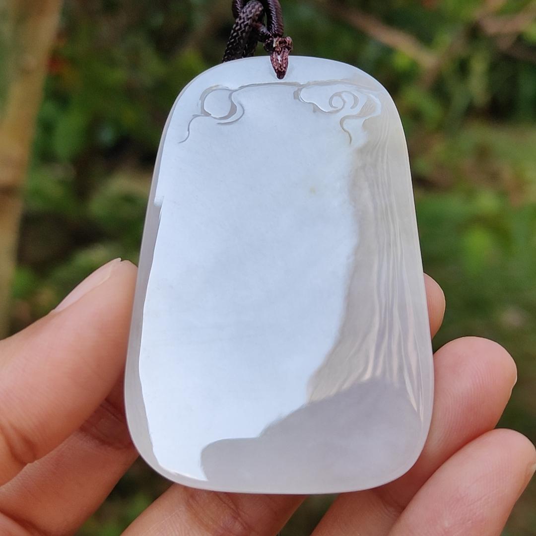 Rare Old Collection White Natural Type A Jadeite Jade crafted with Dragon and Tiger as Pendant, Certificate weigh 44.48 grams, Measurement 60.5 * 40.2 * 9.5 mm (pendant218) Yi Pin Qian