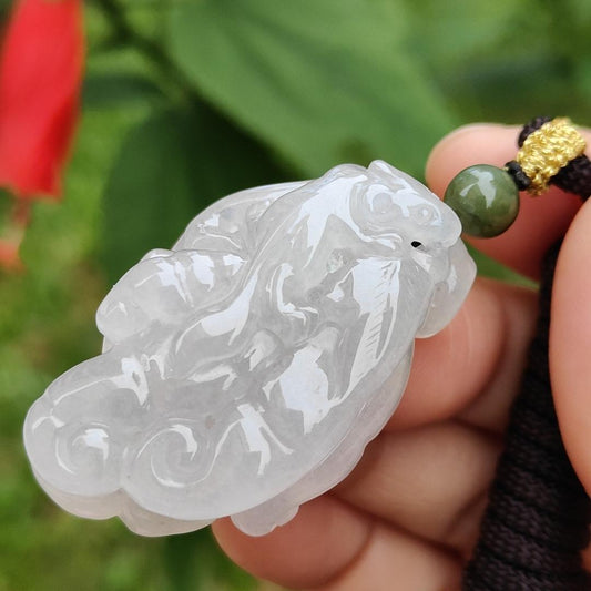Rare Premium Natural Type A Jadeite Pendant Necklace crafted as Chayote with Squirrel and Ruyi, symbols of Happiness, fortune and luck with certificate weigh 30.16 grams, 44.3 * 27.8 * 15.6 mm (pendant52) Yi Pin Qian