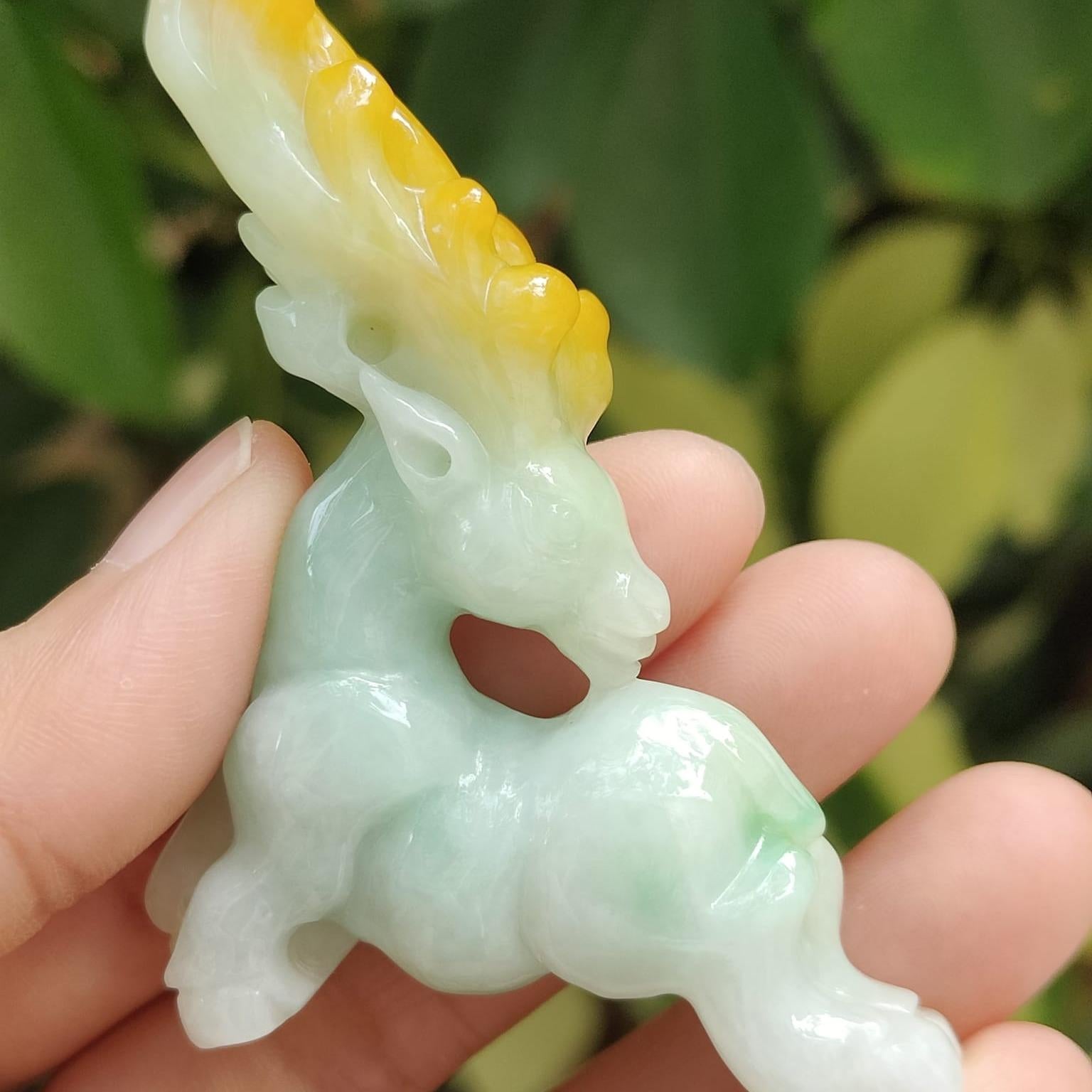 Wood Element Jade Deer Sculpture - Earth-Grounded Harmony Art Piece (Sku: hand12) Yi Pin Qian Jadeites Jade Jewelry ~Your Precious Quintessential ~ Singapore
