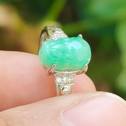 Wood Energy Pixiu Ring 🌱- Growth Catalyst (Sku: s925ring34) Yi Pin Qian Jadeites Jade Jewelry ~Your Precious Quintessential ~ Singapore