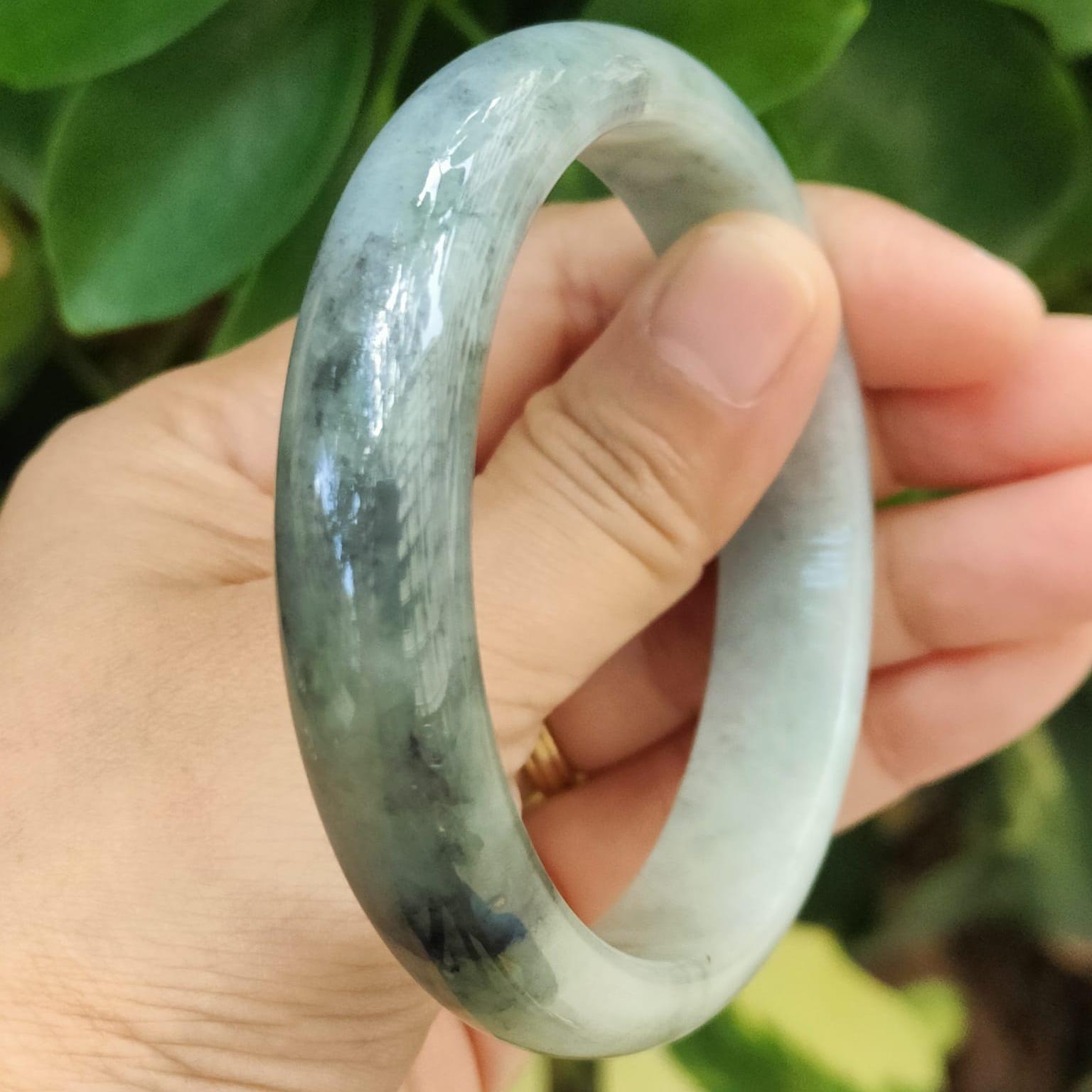 LAST ONE: Ink-Splash Jadeite Bangle – 54.16g Type A, Certified Rarity (Sku: Bangle32) Yi Pin Qian Jadeites Jade Jewelry ~Your Precious Quintessential ~ Singapore